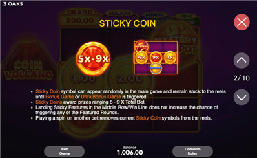 Regole Coin Volcano — Sticky Coin